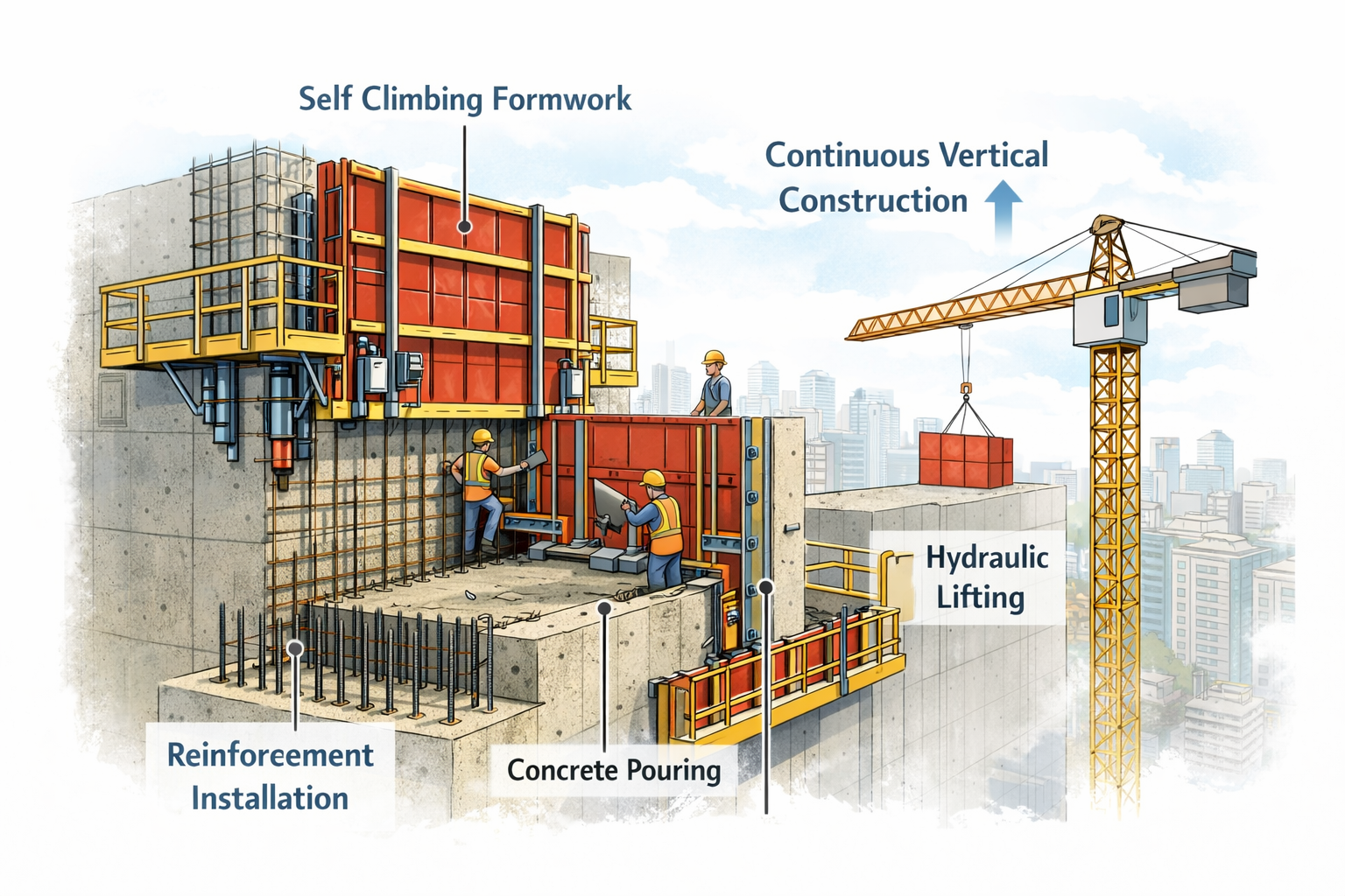 self climbing formwork самоподъемная опалубка