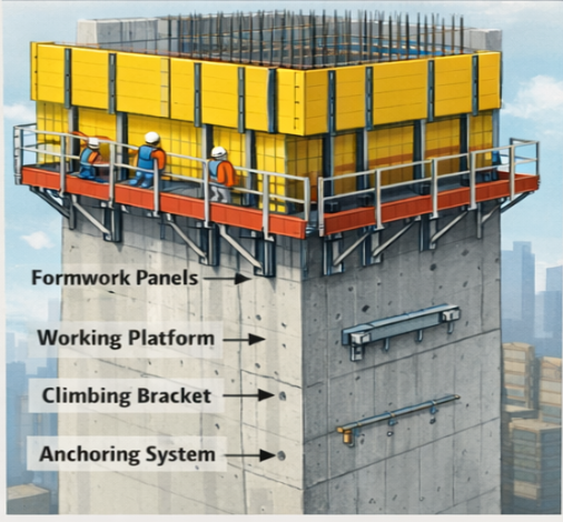 self climbing formwork самоподъемная опалубка